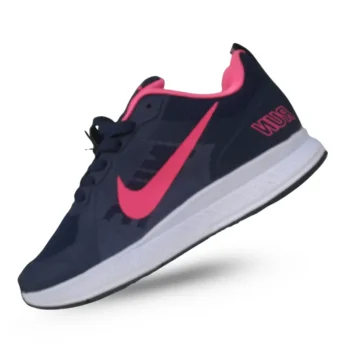 Tenis de running azul oscuro y fucsia estilo Pegasus V7.